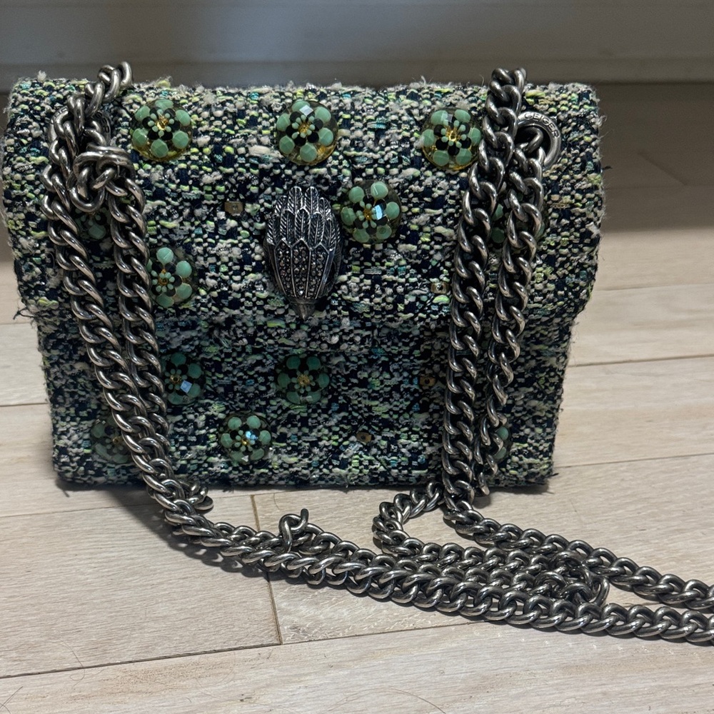 Kurt Geiger Green Tweed Shoulder Bag